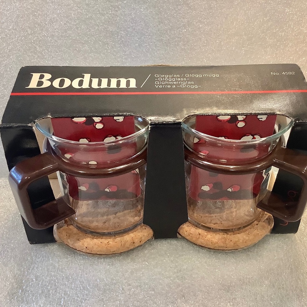 BODUM Glogg Glass Tea Espresso 3 oz Cups Brown Handle Star Trek Picard NIB VTG